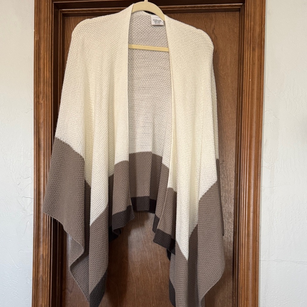 Dillards Cream and Brown Poncho